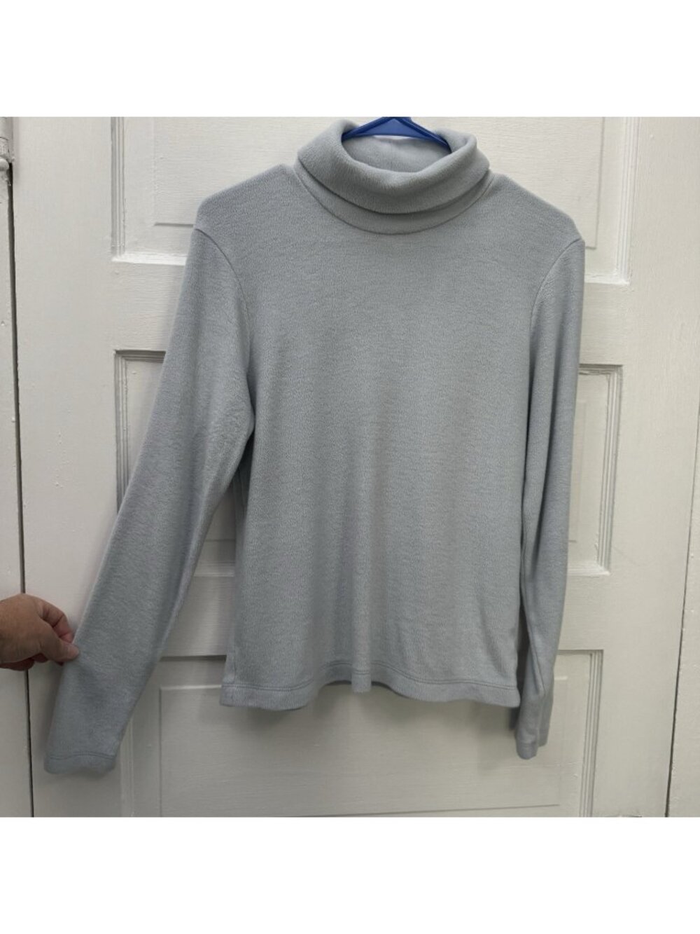 Uniqlo Heattech Womens S Light Blue Fleece Turtleneck Long Sleeve Top